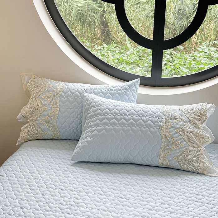 91家纺网 家纺一手货源 找家纺 罗艺轩 2025新款全棉纯棉蕾丝刺绣琉璃单床裙床裙单件（1.5m控价135起、1.8m控价140起、1.8*2.2m控价145起、2.0m控价150起） 琉璃-天蓝