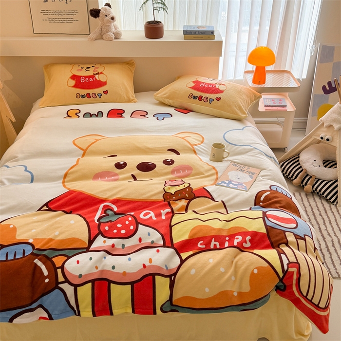 91家纺网 家纺一手货源 找家纺 （总）潮邦创意家居 2025新款大版卡通牛奶绒四件套