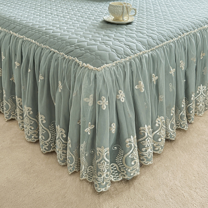 91家纺网 家纺一手货源 找家纺 罗艺轩 2025新款全棉纯棉蕾丝刺绣琉璃床裙四件套（1.5m控价288起、1.8m控价293起、1.8m加大控价303起、1.8*2.2m控价298起、1.8*2.2m加大控价308起、2.0m控价3