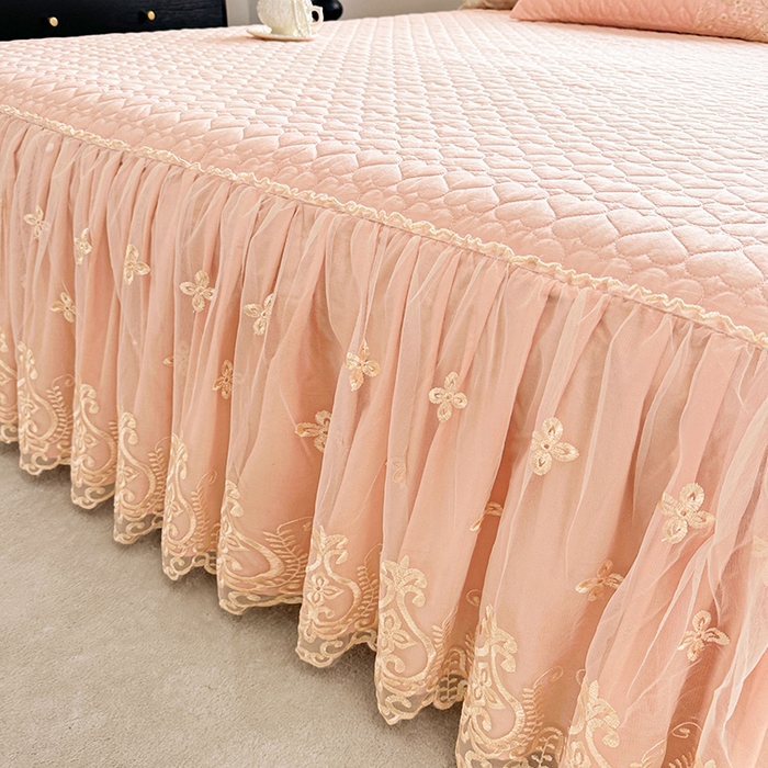 91家纺网 家纺一手货源 找家纺 罗艺轩 2025新款全棉纯棉蕾丝刺绣琉璃单床裙床裙单件（1.5m控价135起、1.8m控价140起、1.8*2.2m控价145起、2.0m控价150起） 琉璃-玉