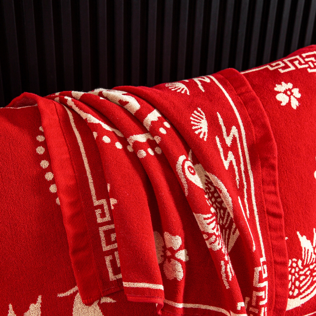 91家纺网 家纺一手货源 找家纺 （总）美宜家 2025新款全棉毛圈防滑隔脏婚庆老式全棉枕巾