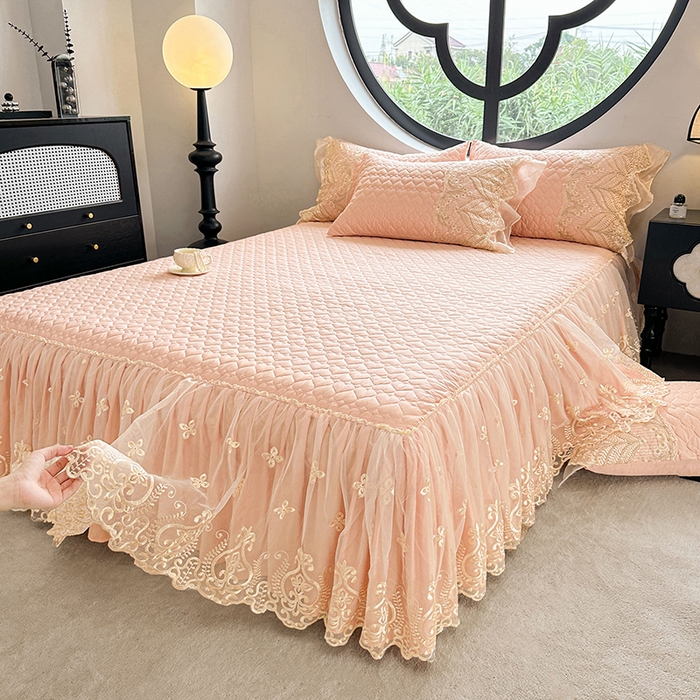 91家纺网 家纺一手货源 找家纺 罗艺轩 2025新款全棉纯棉蕾丝刺绣琉璃单床裙床裙单件（1.5m控价135起、1.8m控价140起、1.8*2.2m控价145起、2.0m控价150起） 琉璃-玉