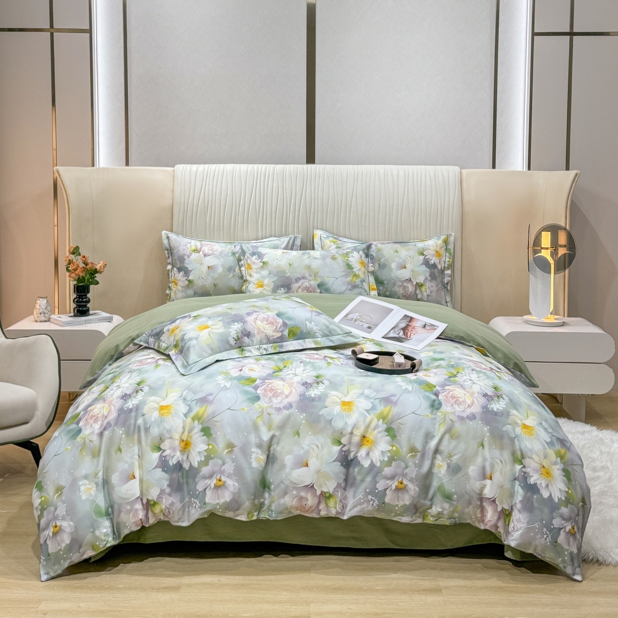 91家纺网 家纺一手货源 找家纺 红日子纺织品 2025新款A类全棉磨毛数码印花四件套 悠然春景