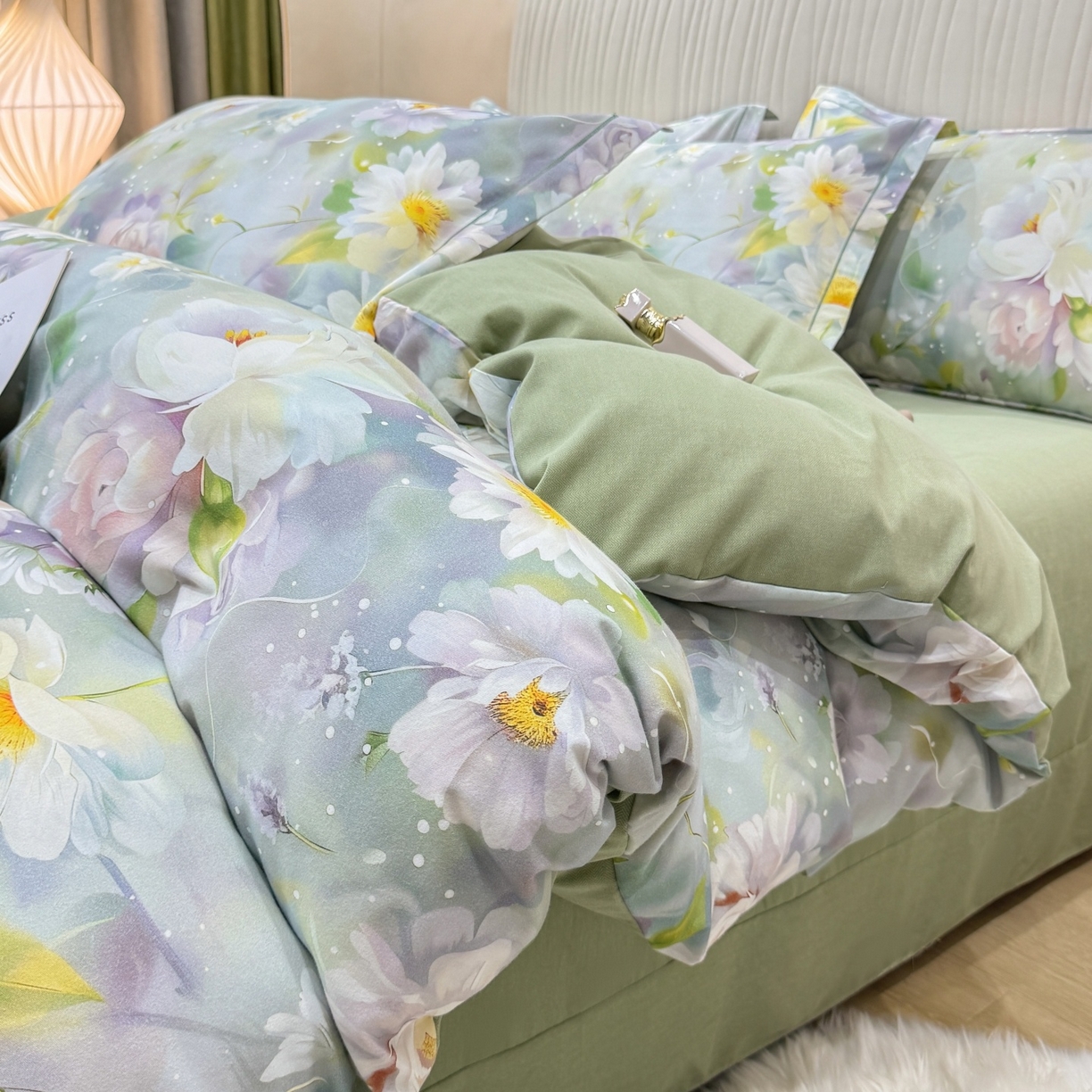 91家纺网 家纺一手货源 找家纺 红日子纺织品 2025新款A类全棉磨毛数码印花四件套 悠然春景