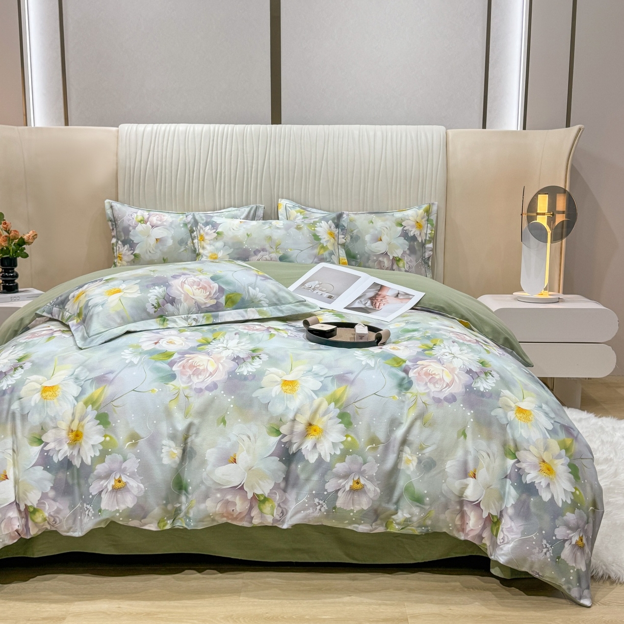 91家纺网 家纺一手货源 找家纺 红日子纺织品 2025新款A类全棉磨毛数码印花四件套 悠然春景