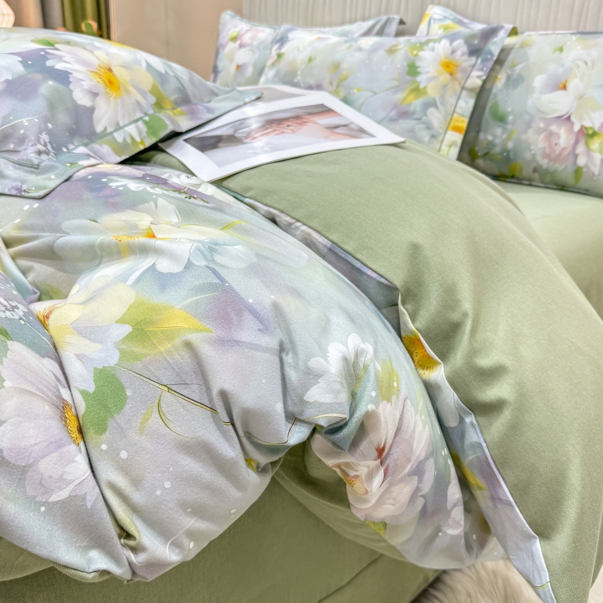 91家纺网 家纺一手货源 找家纺 红日子纺织品 2025新款A类全棉磨毛数码印花四件套 悠然春景