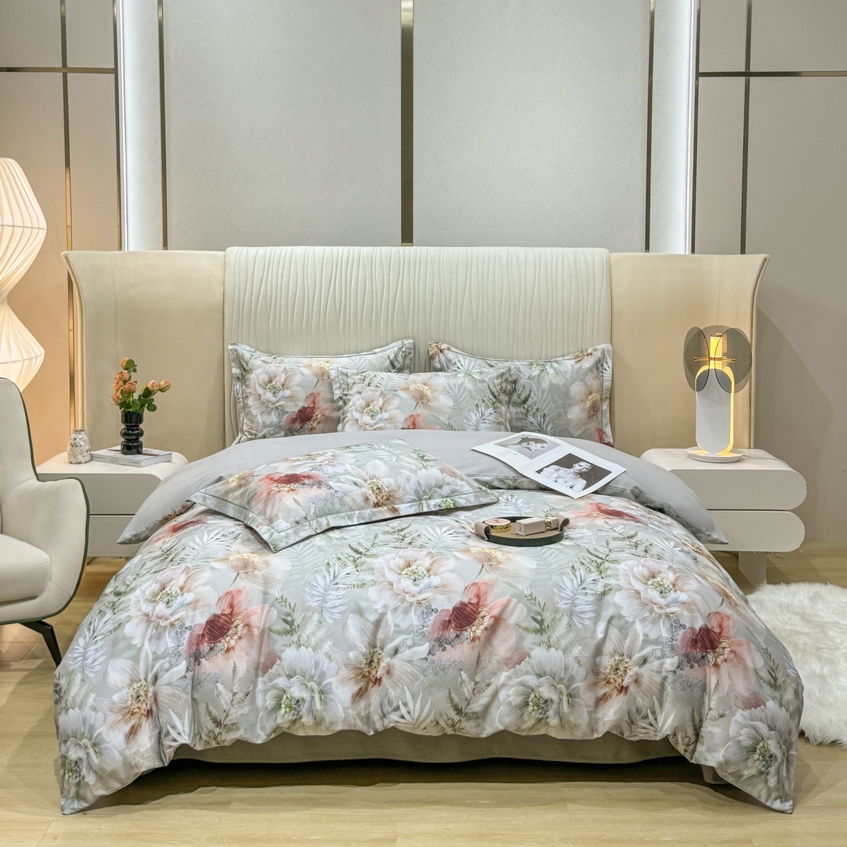 91家纺网 家纺一手货源 找家纺 红日子纺织品 2025新款A类全棉磨毛数码印花四件套 盛季细风