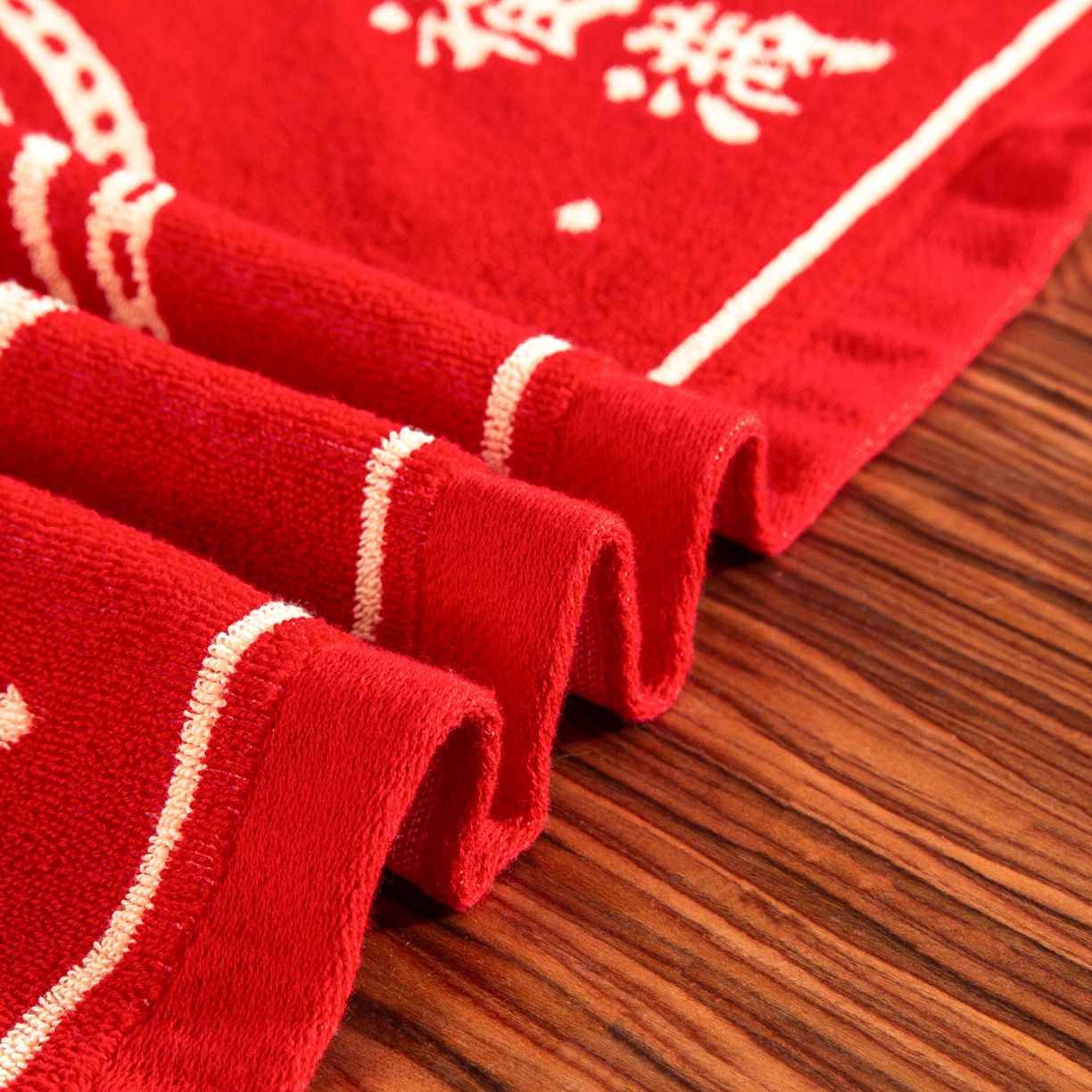 91家纺网 家纺一手货源 找家纺 美宜家 2025新款全棉毛圈防滑隔脏婚庆老式全棉枕巾 幸福美满 