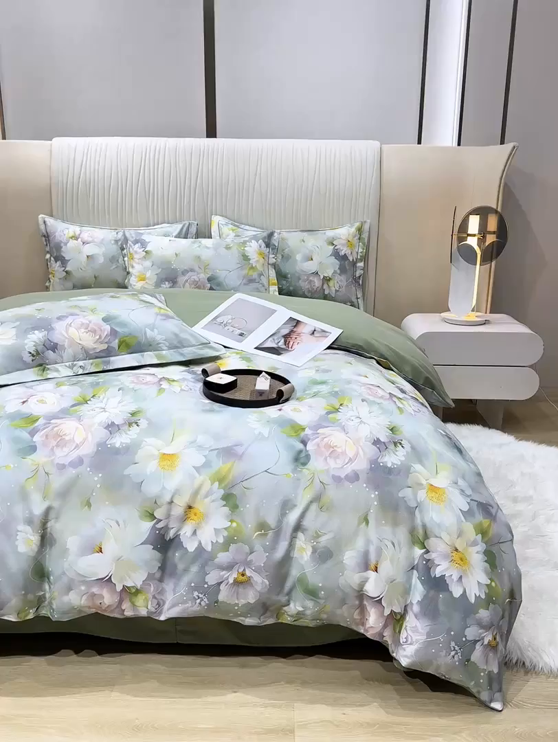 91家纺网 家纺一手货源 找家纺 红日子纺织品 2025新款A类全棉磨毛数码印花四件套 悠然春景