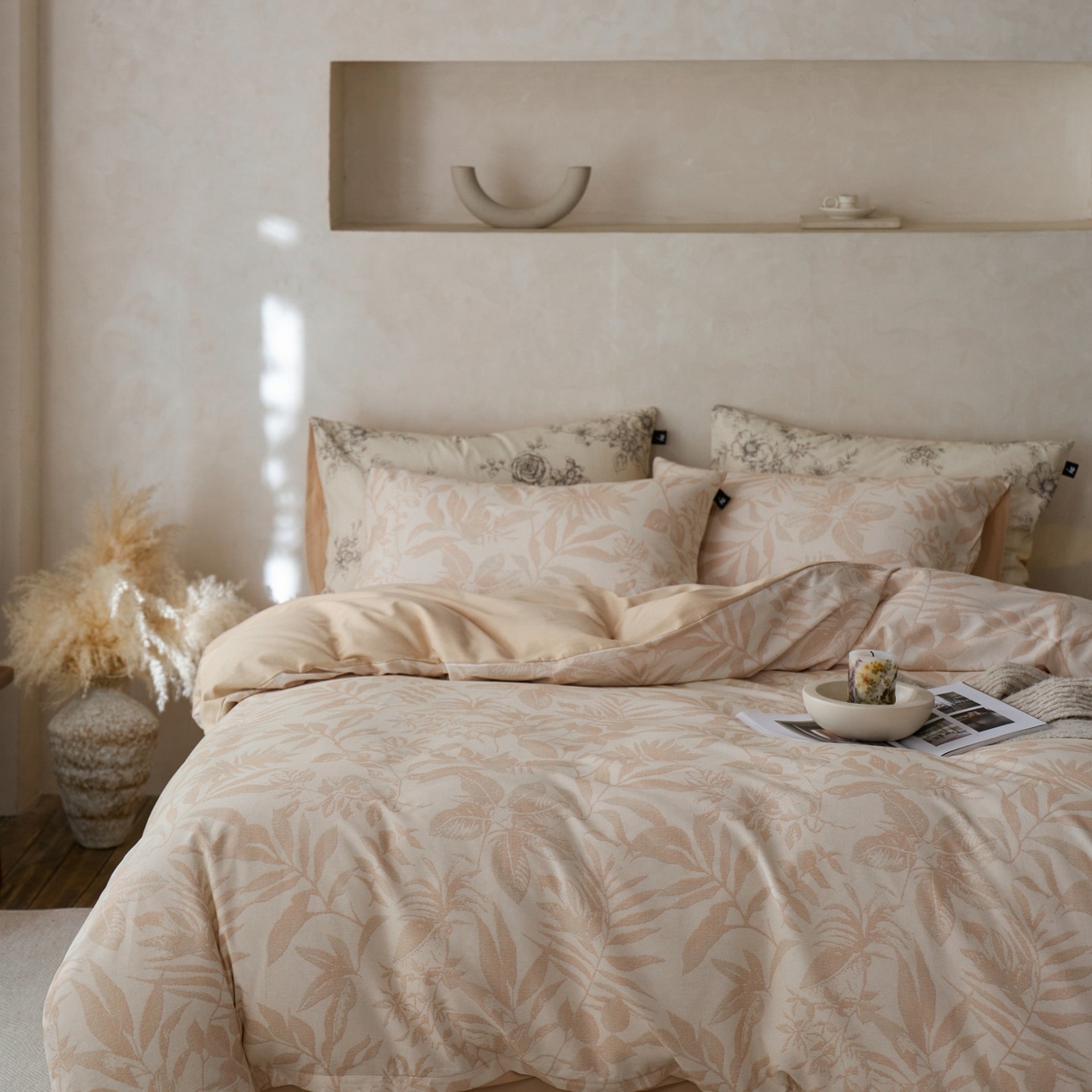 91家纺网 家纺一手货源 找家纺 安莱生活 2025新款A类40支磨毛印花全棉四件套 古屿-米