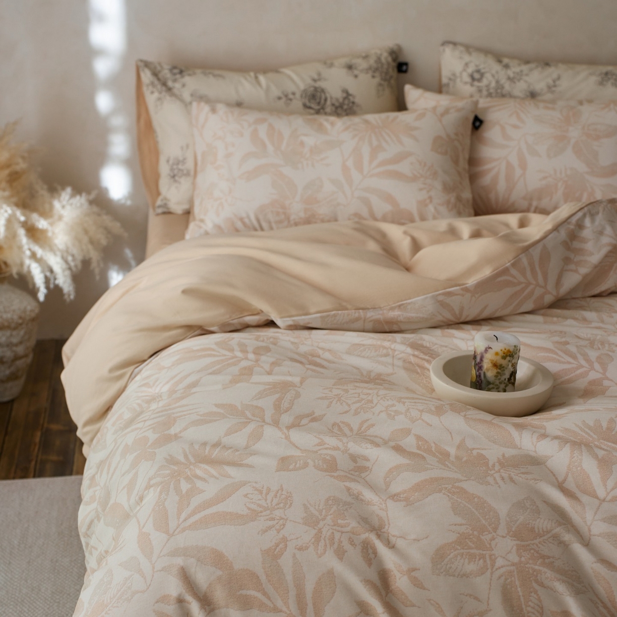 91家纺网 家纺一手货源 找家纺 安莱生活 2025新款A类40支磨毛印花全棉四件套 古屿-米