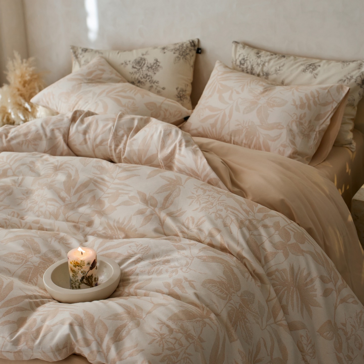 91家纺网 家纺一手货源 找家纺 安莱生活 2025新款A类40支磨毛印花全棉四件套 古屿-米