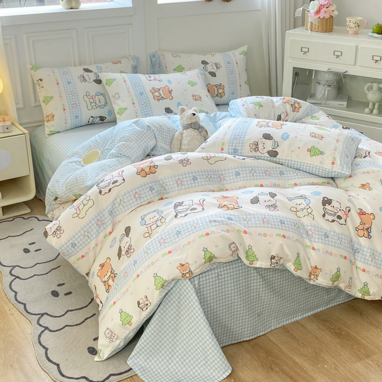 91家纺网 家纺一手货源 找家纺 红日子纺织品 2025新款A类全棉印花单被套 宠物陪伴