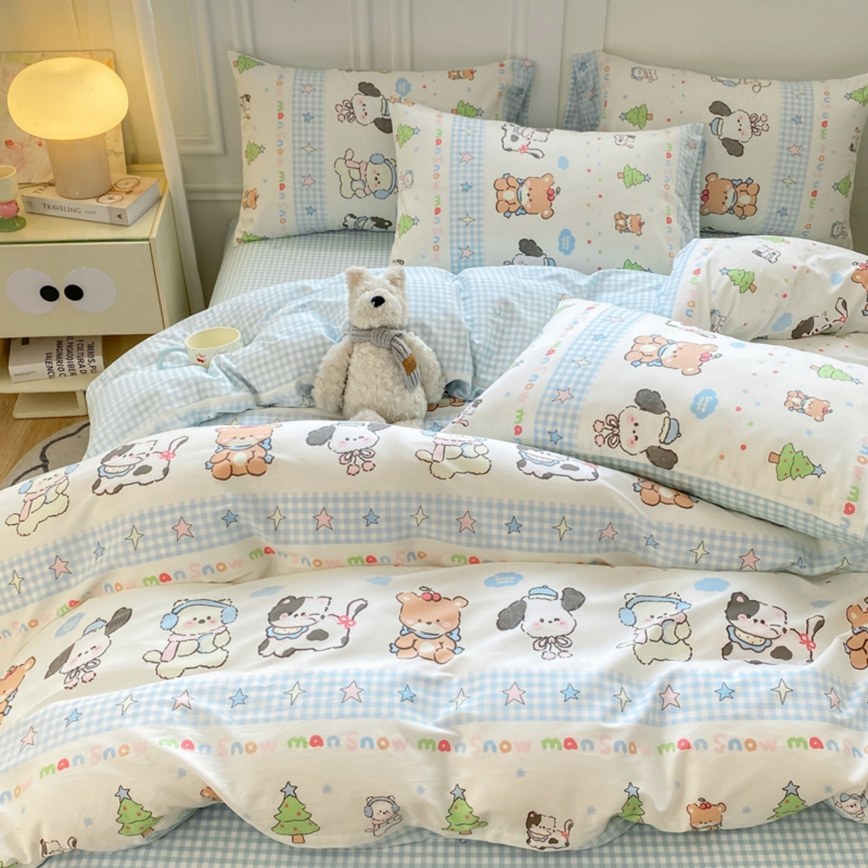 91家纺网 家纺一手货源 找家纺 红日子纺织品 2025新款A类全棉印花单被套 宠物陪伴