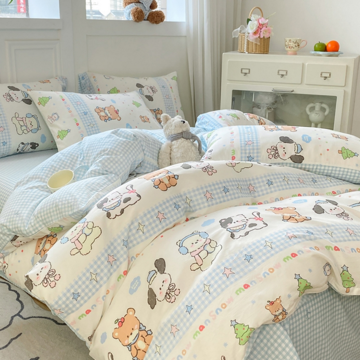 91家纺网 家纺一手货源 找家纺 红日子纺织品 2025新款A类全棉印花单被套 宠物陪伴