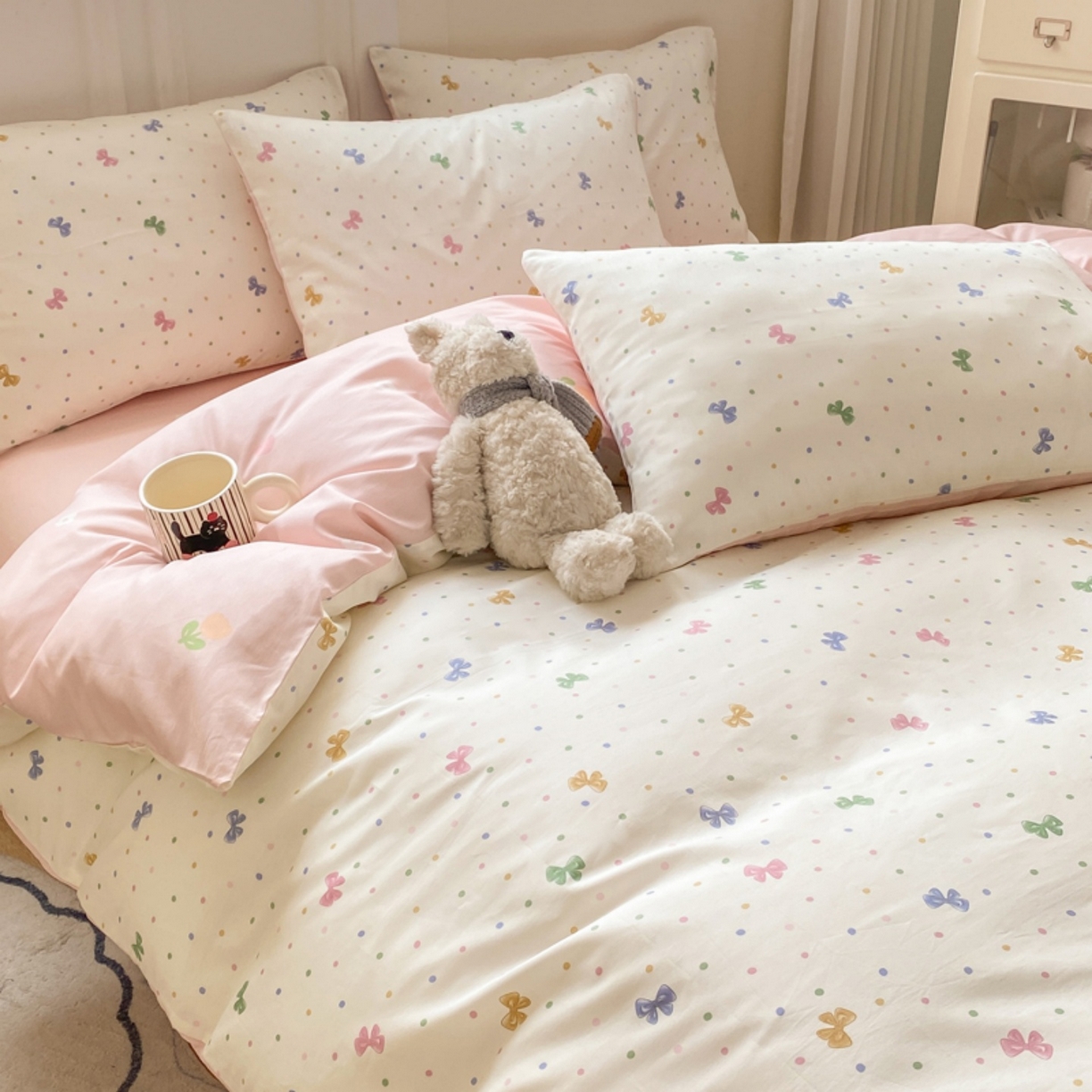 91家纺网 家纺一手货源 找家纺 红日子纺织品 2025新款A类全棉印花单被套 甜心情节