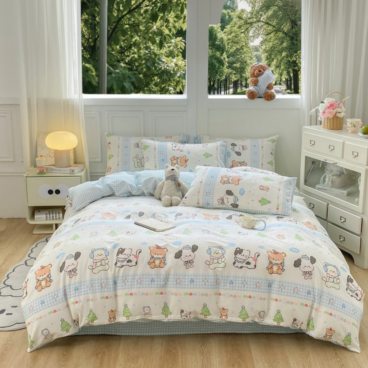 91家纺网 家纺一手货源 找家纺 红日子纺织品 2025新款A类全棉印花单被套 宠物陪伴