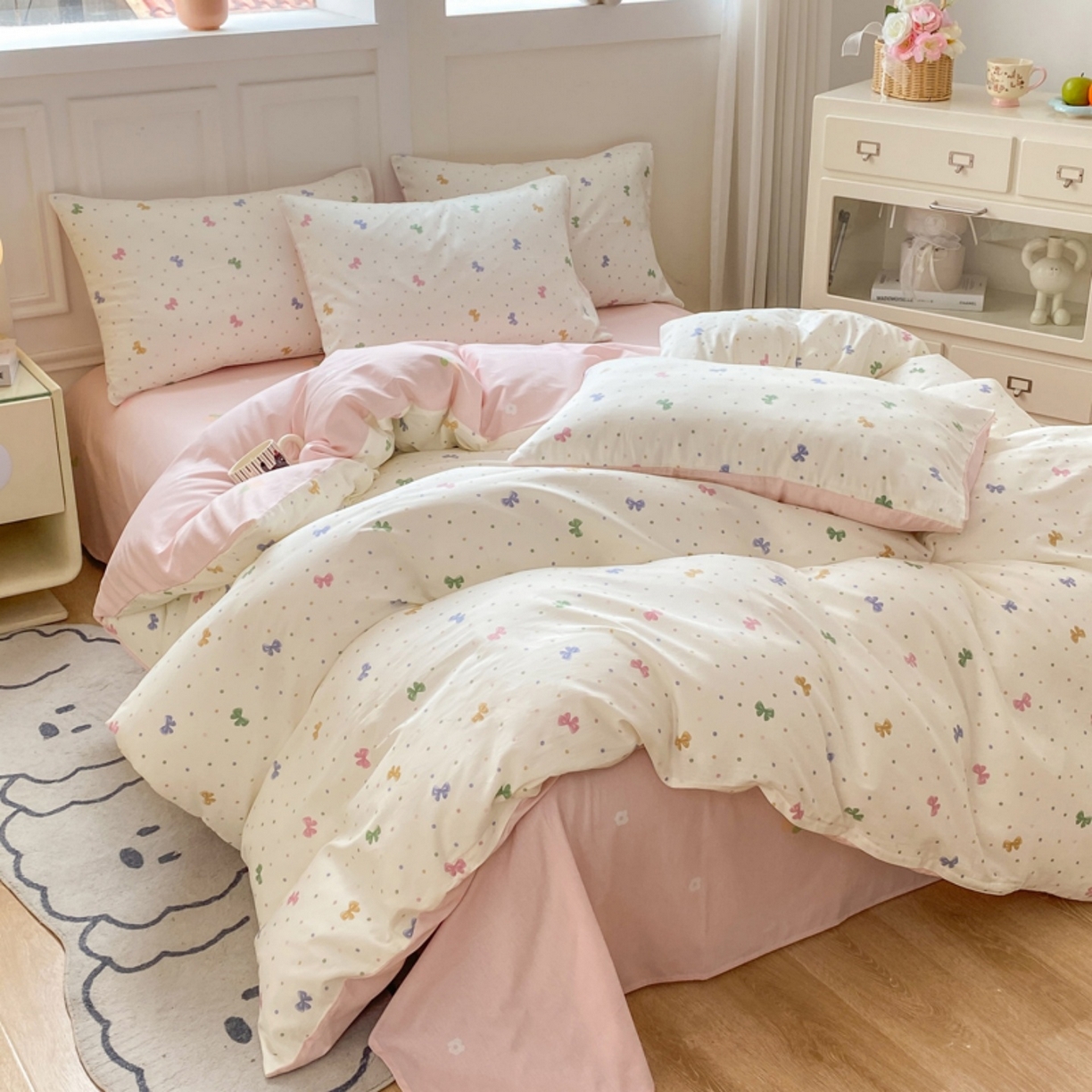 91家纺网 家纺一手货源 找家纺 红日子纺织品 2025新款A类全棉印花单被套 甜心情节