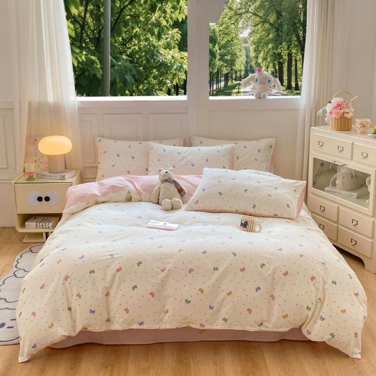 91家纺网 家纺一手货源 找家纺 红日子纺织品 2025新款A类全棉印花单被套 甜心情节