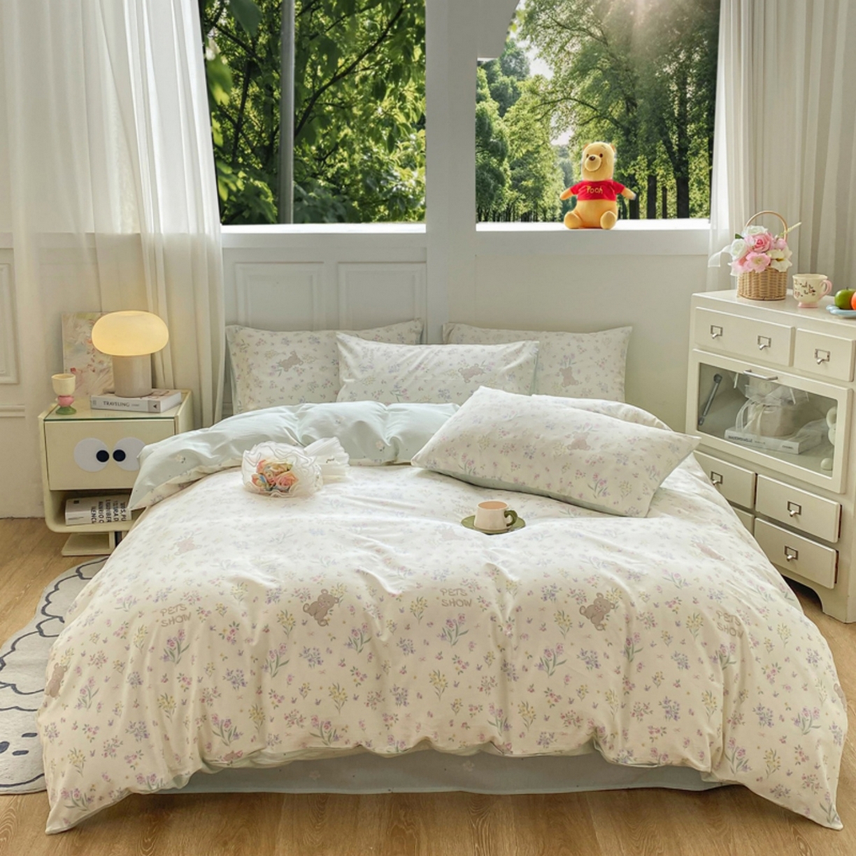 91家纺网 家纺一手货源 找家纺 红日子纺织品 2025新款A类全棉印花单被套 花园宝贝