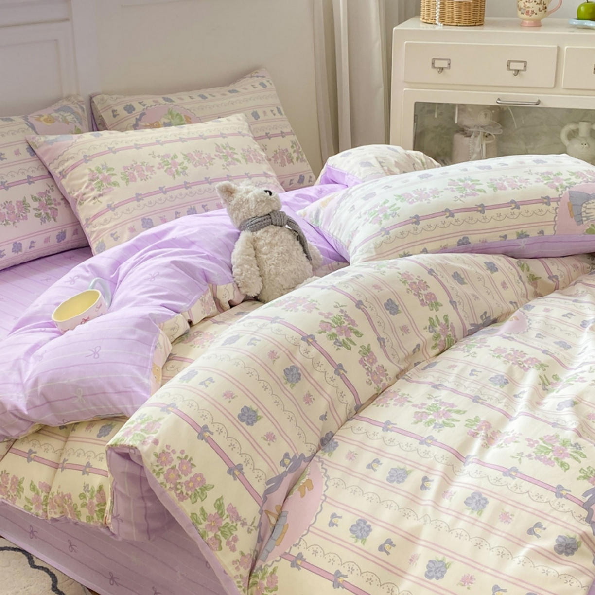 91家纺网 家纺一手货源 找家纺 红日子纺织品 2025新款A类全棉印花单被套 罗拉萌兔