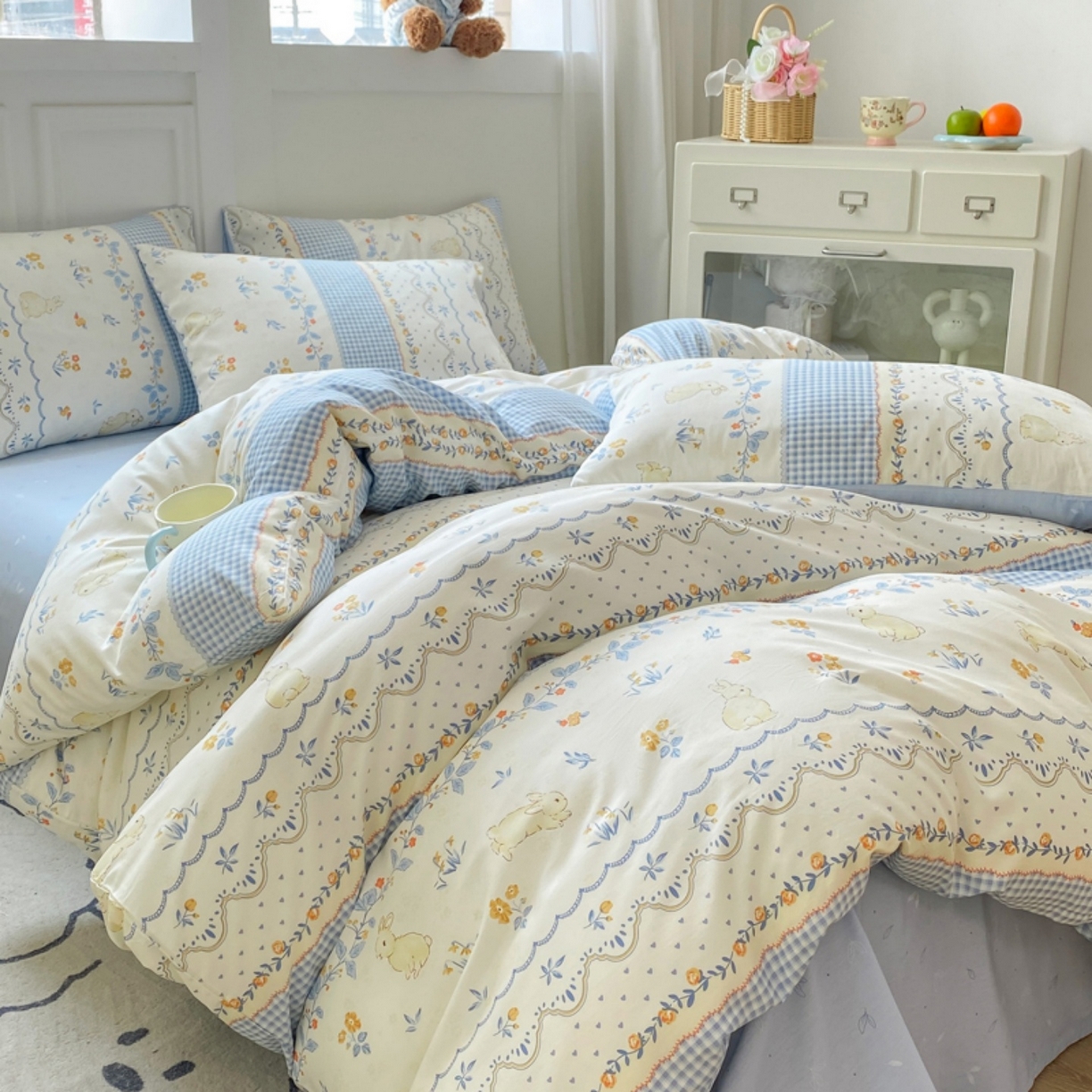 91家纺网 家纺一手货源 找家纺 红日子纺织品 2025新款A类全棉印花单被套 花宠乐章