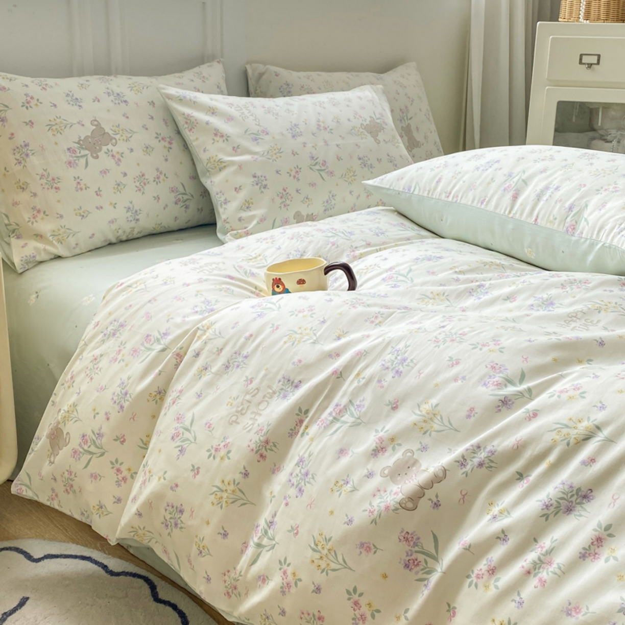 91家纺网 家纺一手货源 找家纺 红日子纺织品 2025新款A类全棉印花单被套 花园宝贝