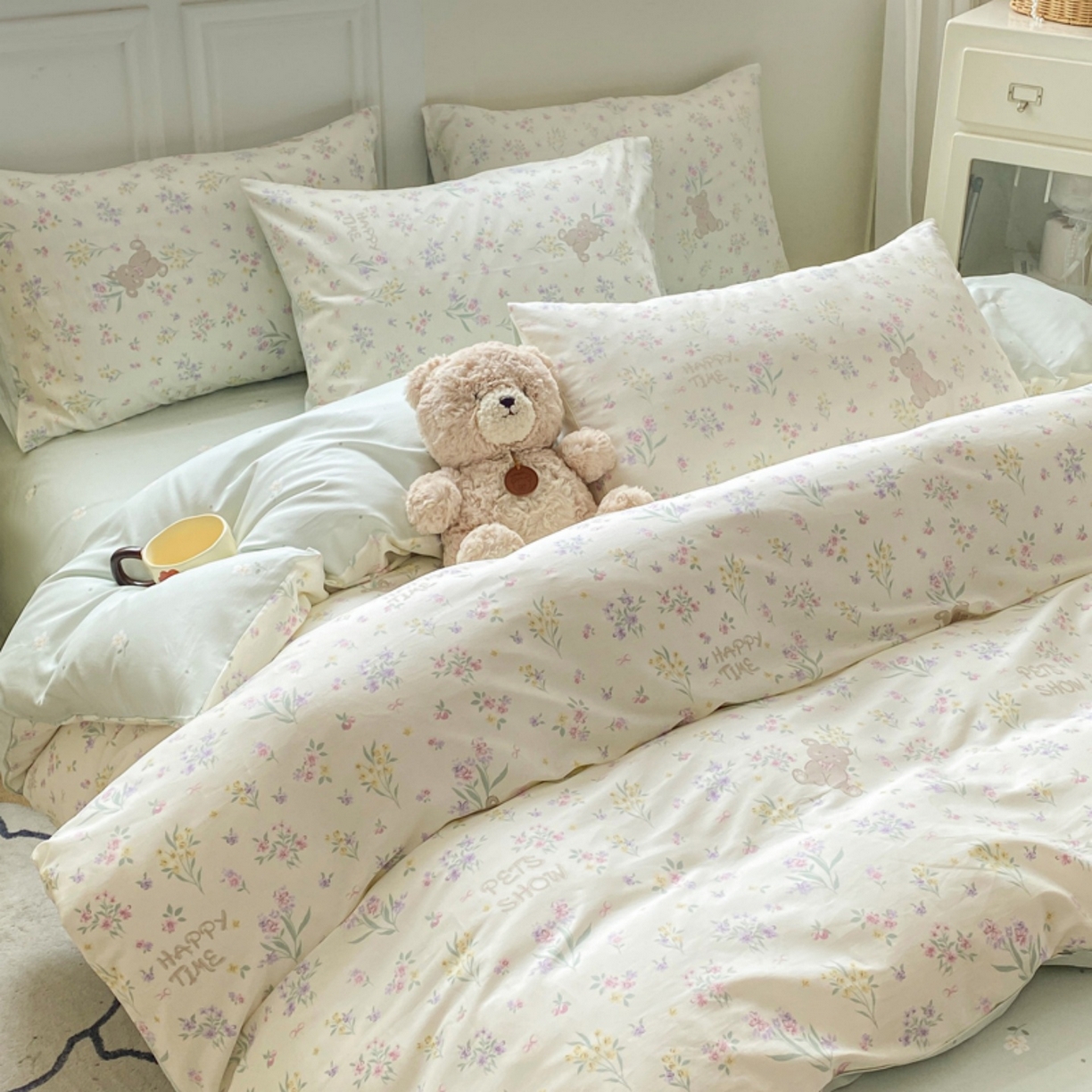 91家纺网 家纺一手货源 找家纺 红日子纺织品 2025新款A类全棉印花单被套 花园宝贝