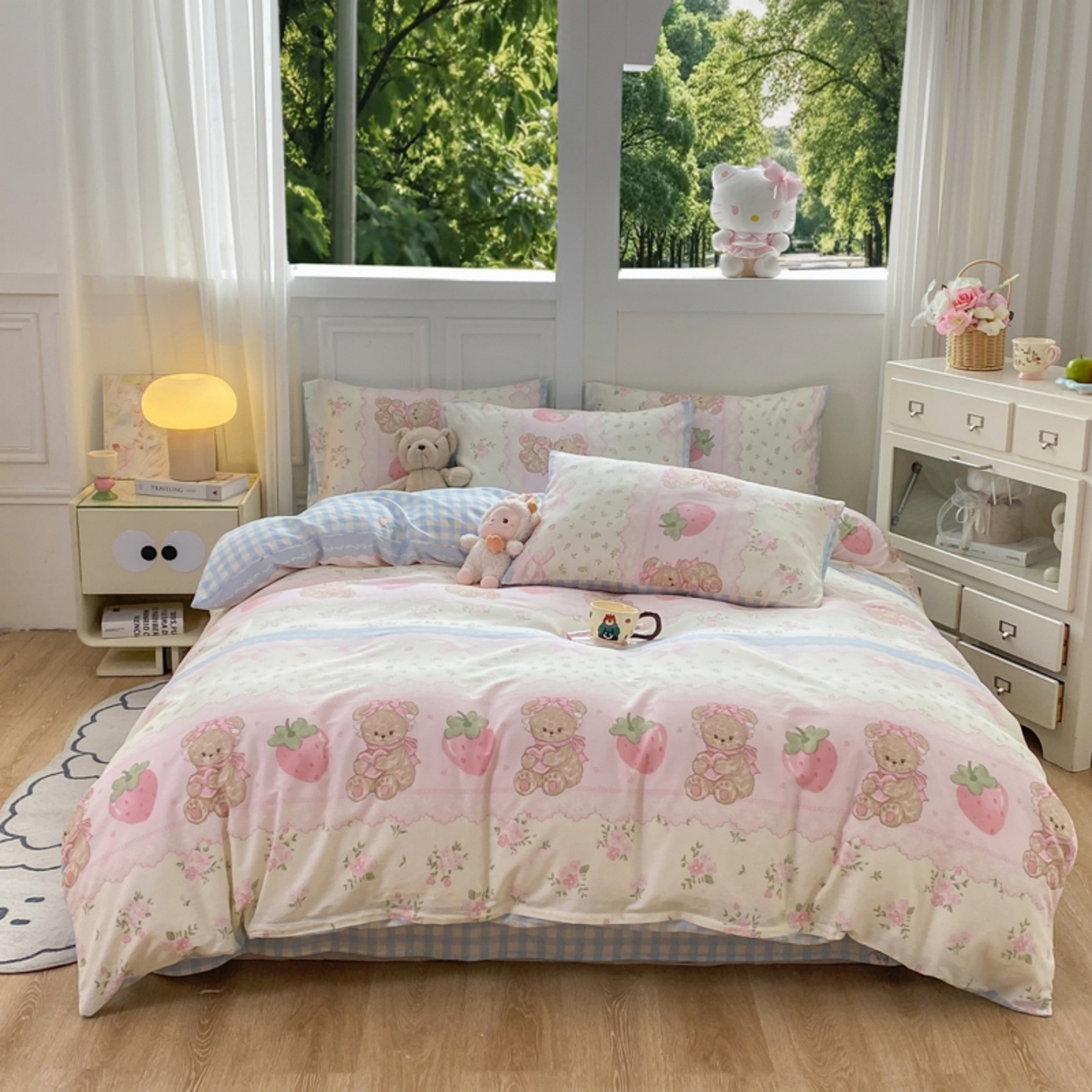 91家纺网 家纺一手货源 找家纺 红日子纺织品 2025新款A类全棉印花单被套 妮娜熊