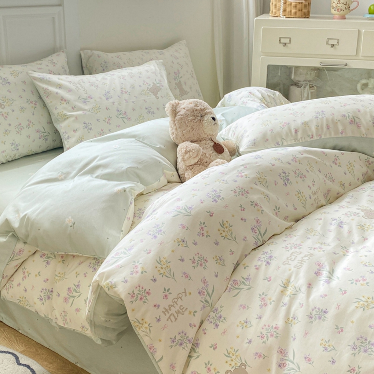 91家纺网 家纺一手货源 找家纺 红日子纺织品 2025新款A类全棉印花单被套 花园宝贝