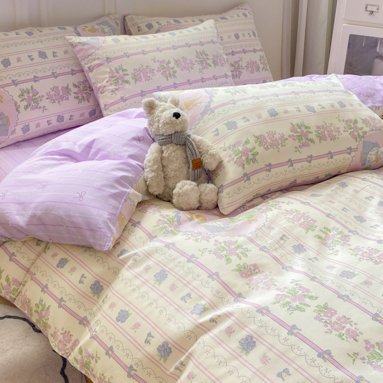 91家纺网 家纺一手货源 找家纺 红日子纺织品 2025新款A类全棉印花单被套 罗拉萌兔