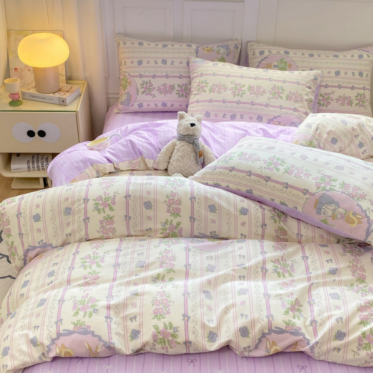 91家纺网 家纺一手货源 找家纺 红日子纺织品 2025新款A类全棉印花单被套 罗拉萌兔