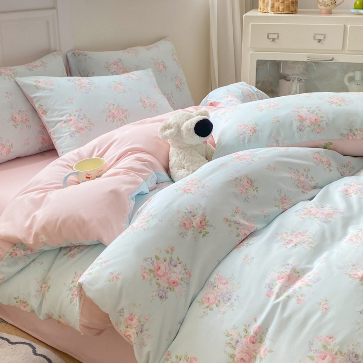 91家纺网 家纺一手货源 找家纺 红日子纺织品 2025新款A类全棉印花单被套 畅游花海