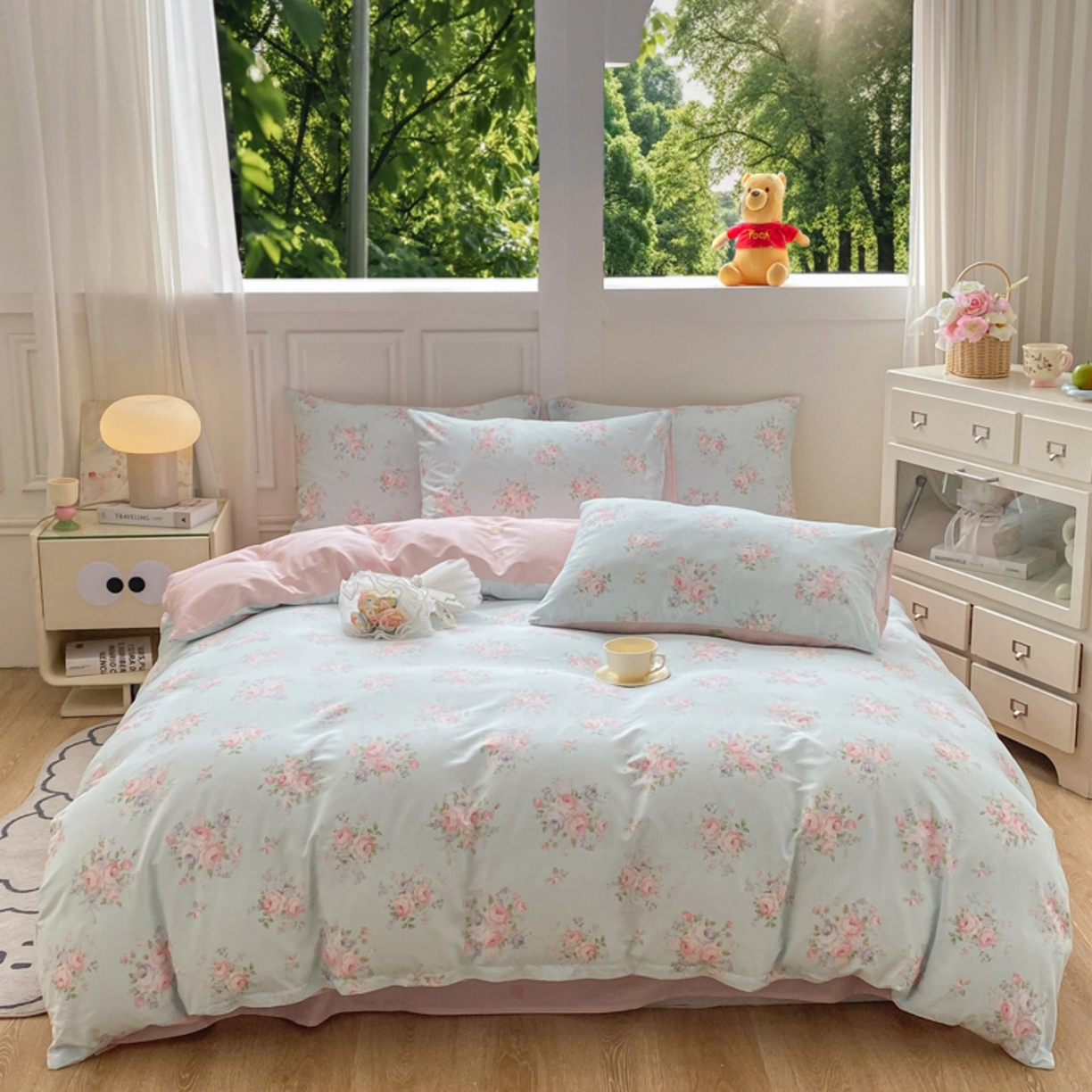 91家纺网 家纺一手货源 找家纺 红日子纺织品 2025新款A类全棉印花单被套 畅游花海