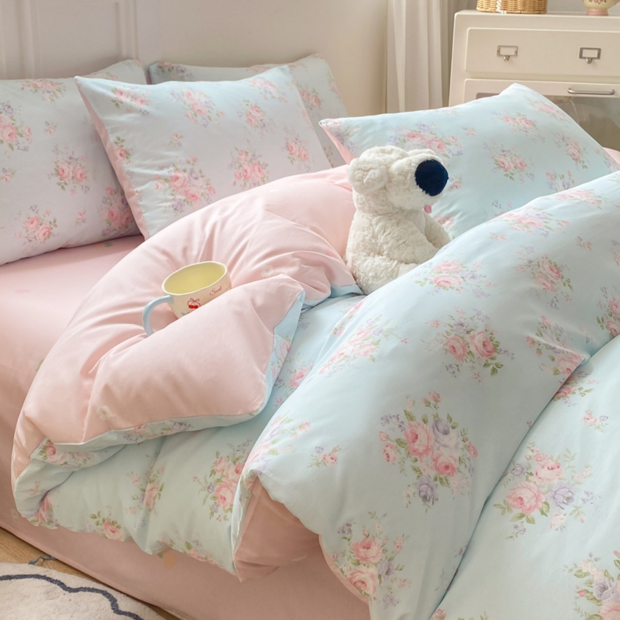 91家纺网 家纺一手货源 找家纺 红日子纺织品 2025新款A类全棉印花单被套 畅游花海