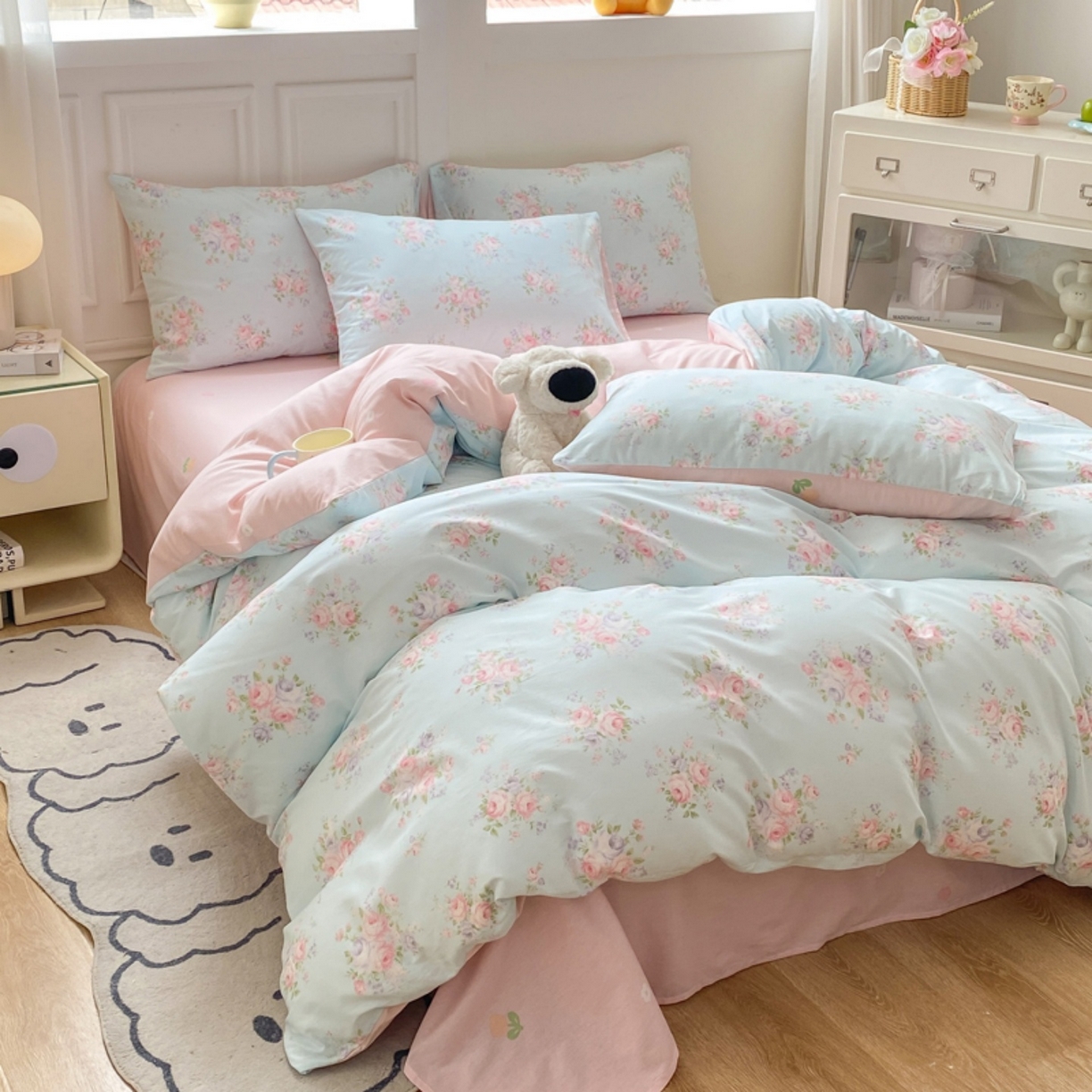 91家纺网 家纺一手货源 找家纺 红日子纺织品 2025新款A类全棉印花单被套 畅游花海