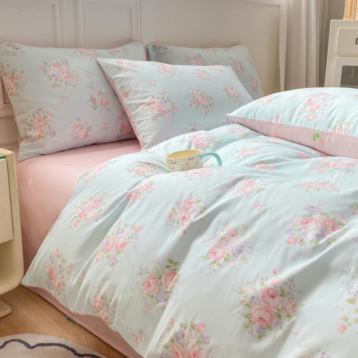 91家纺网 家纺一手货源 找家纺 红日子纺织品 2025新款A类全棉印花单被套 畅游花海