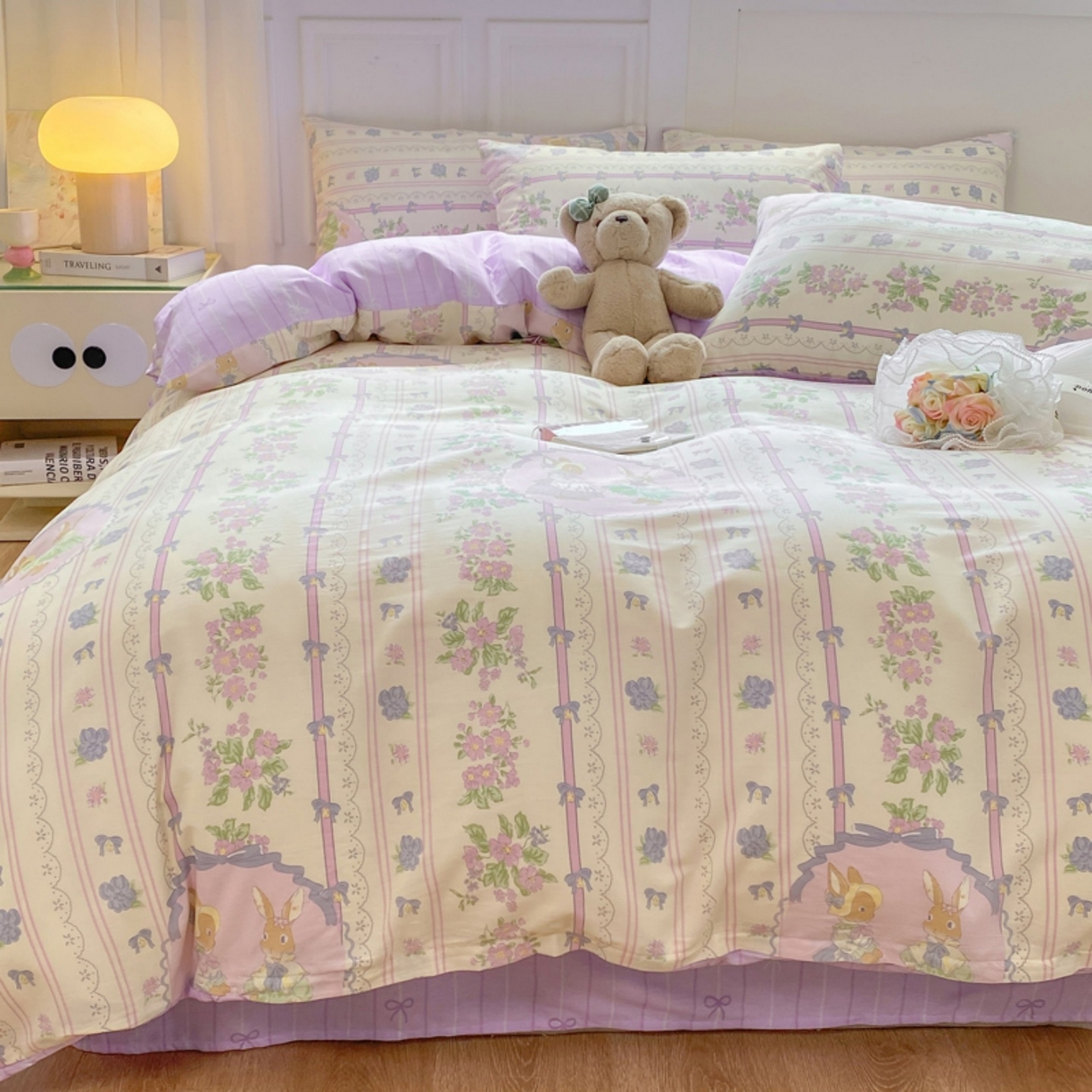 91家纺网 家纺一手货源 找家纺 红日子纺织品 2025新款A类全棉印花单被套 罗拉萌兔