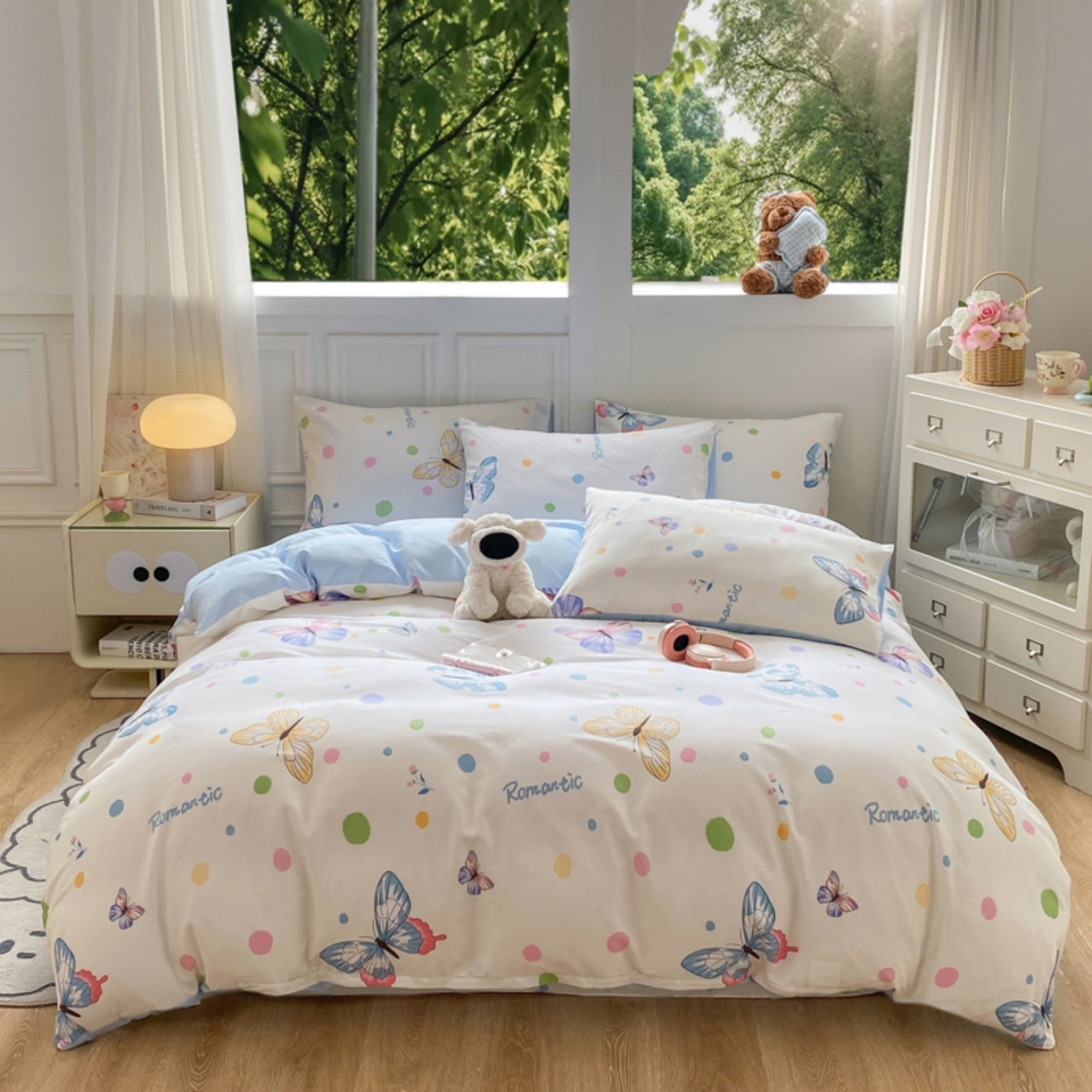 91家纺网 家纺一手货源 找家纺 红日子纺织品 2025新款A类全棉印花单被套 蝶舞