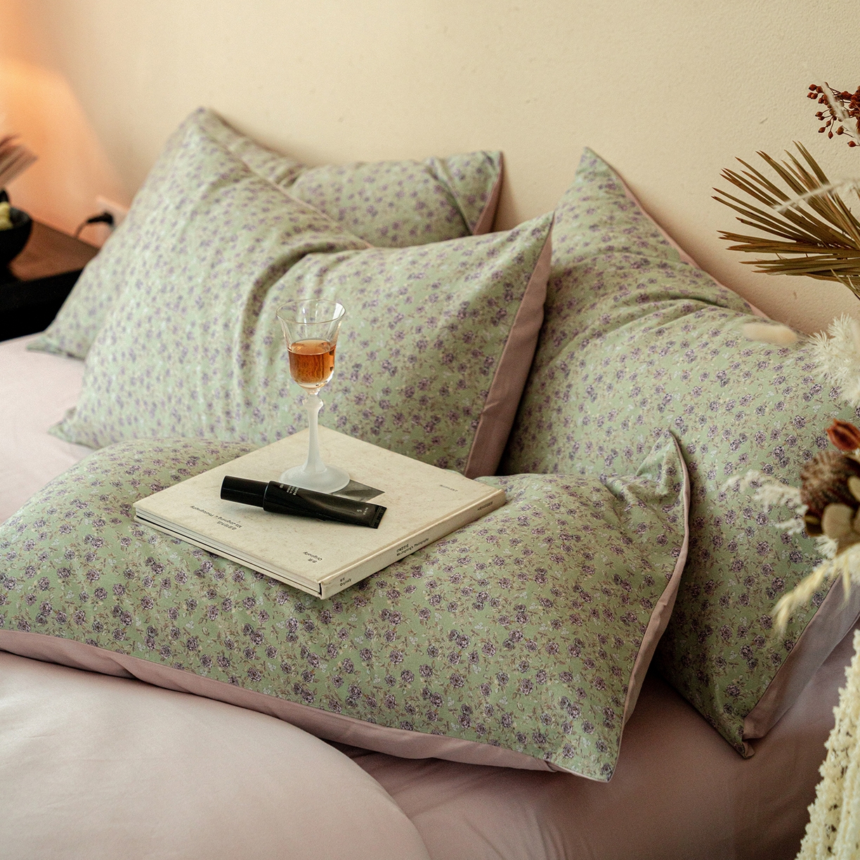 91家纺网 家纺一手货源 找家纺 禾时 2025新款全棉贡缎磨毛数码印花四件套 珑葵-绿