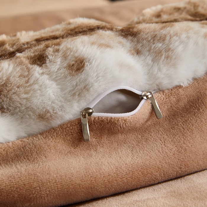 91家纺网 家纺一手货源 找家纺 锦禾穗 2025新款丹麦貂米卡380克兔绒牛奶绒四件套 卡其色