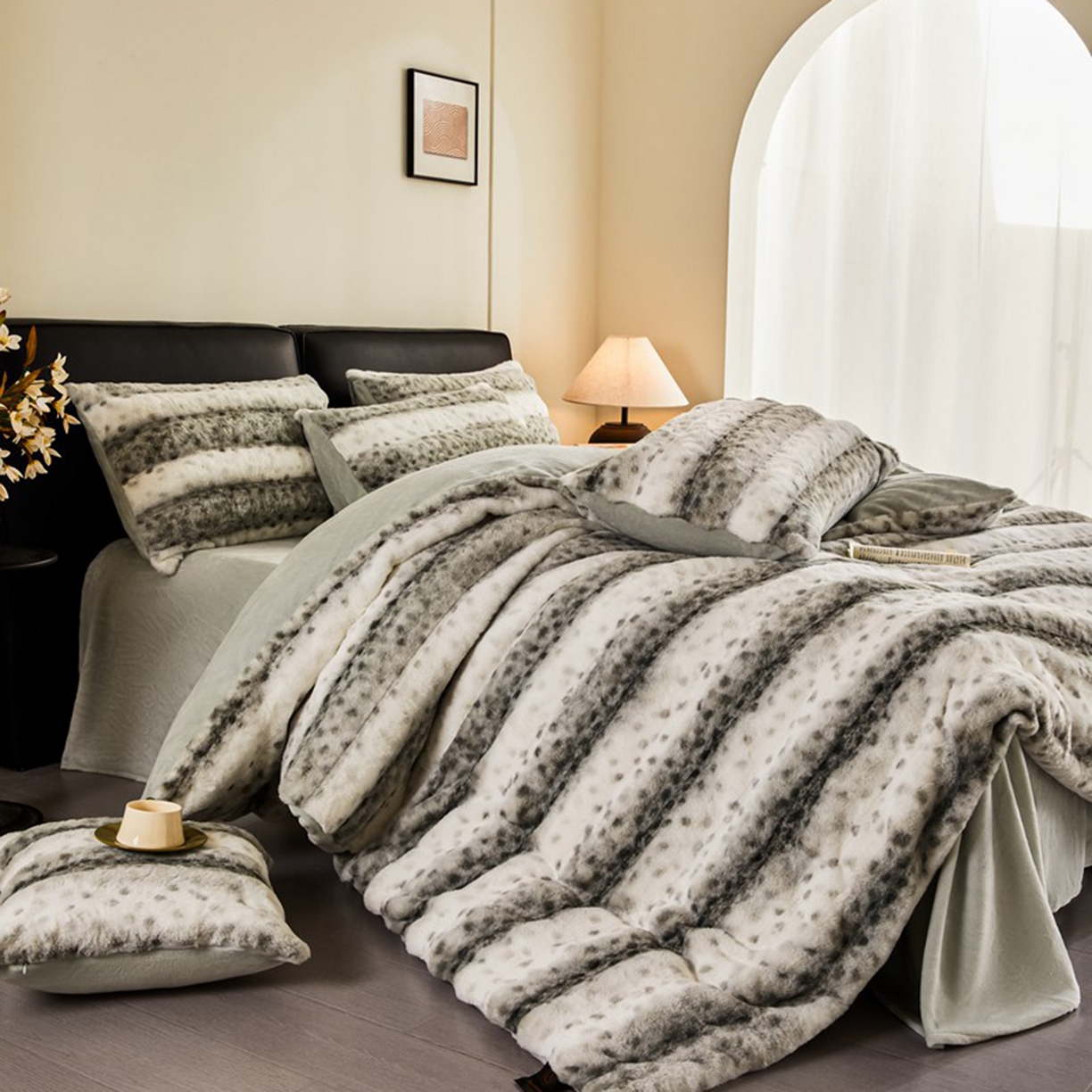 91家纺网 家纺一手货源 找家纺 锦禾穗 2025新款丹麦貂米卡380克兔绒牛奶绒四件套 绿色