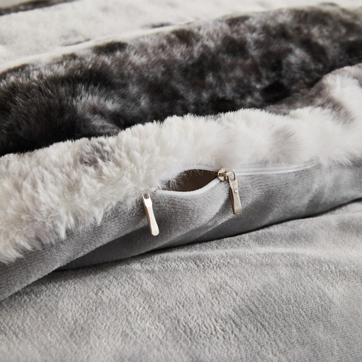 91家纺网 家纺一手货源 找家纺 锦禾穗 2025新款丹麦貂米卡380克兔绒牛奶绒四件套 深灰色