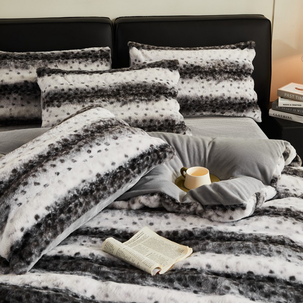 91家纺网 家纺一手货源 找家纺 锦禾穗 2025新款丹麦貂米卡380克兔绒牛奶绒四件套 深灰色