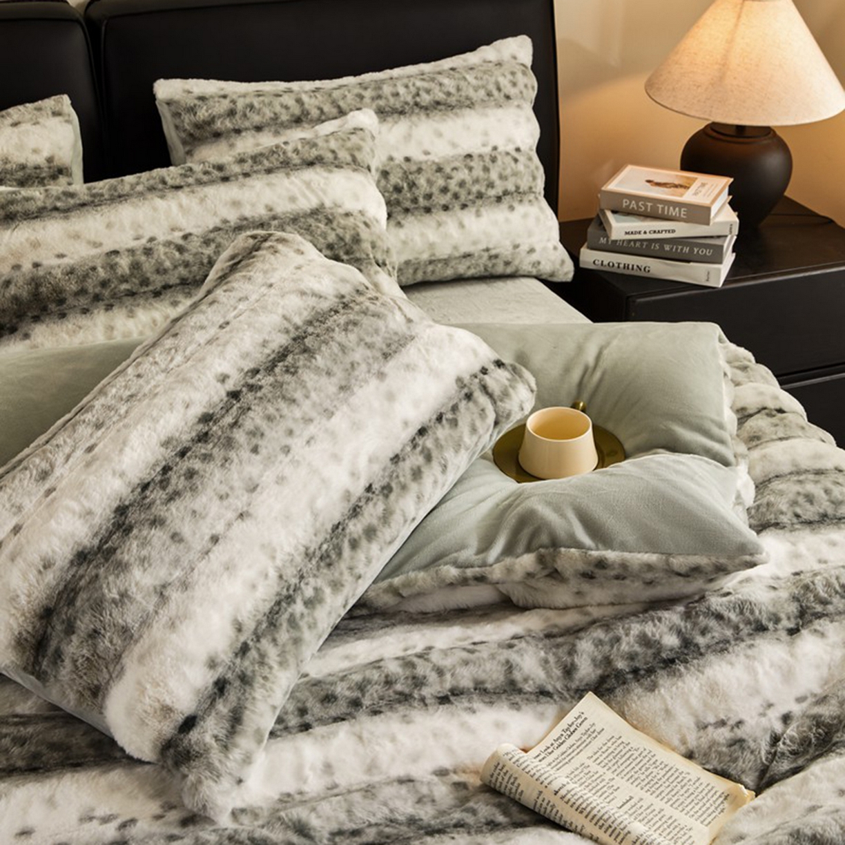 91家纺网 家纺一手货源 找家纺 锦禾穗 2025新款丹麦貂米卡380克兔绒牛奶绒四件套 绿色