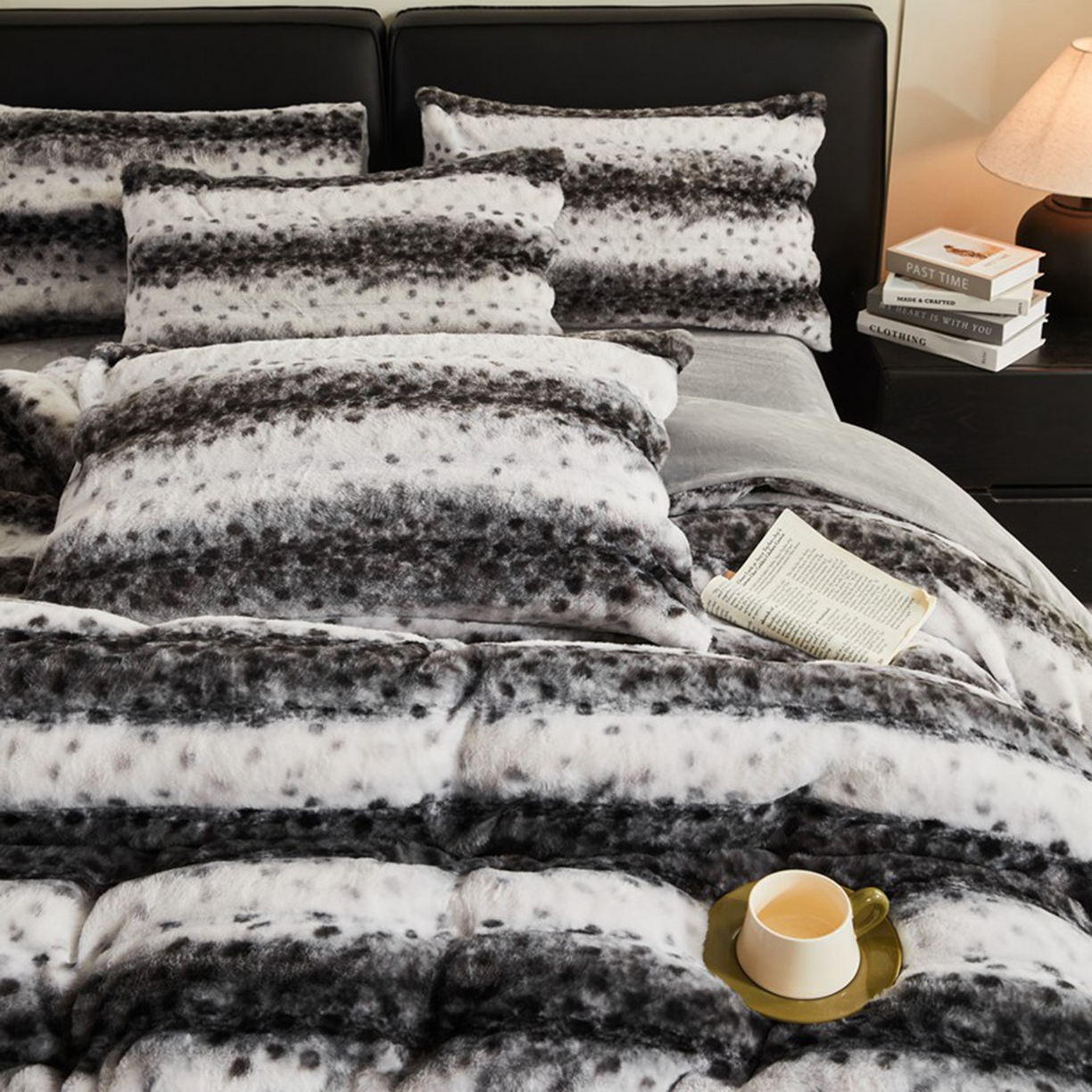 91家纺网 家纺一手货源 找家纺 锦禾穗 2025新款丹麦貂米卡380克兔绒牛奶绒四件套 深灰色