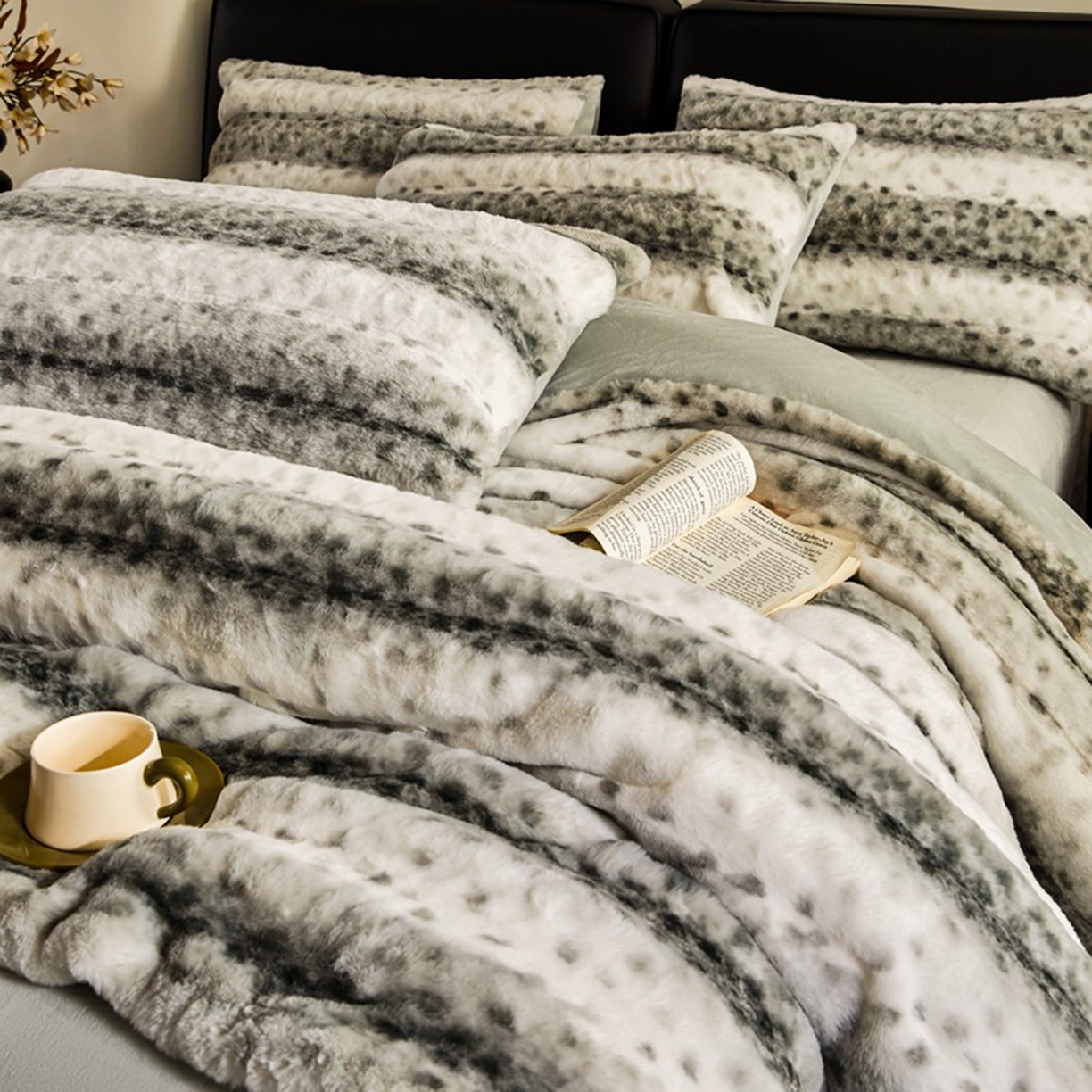 91家纺网 家纺一手货源 找家纺 锦禾穗 2025新款丹麦貂米卡380克兔绒牛奶绒四件套 绿色