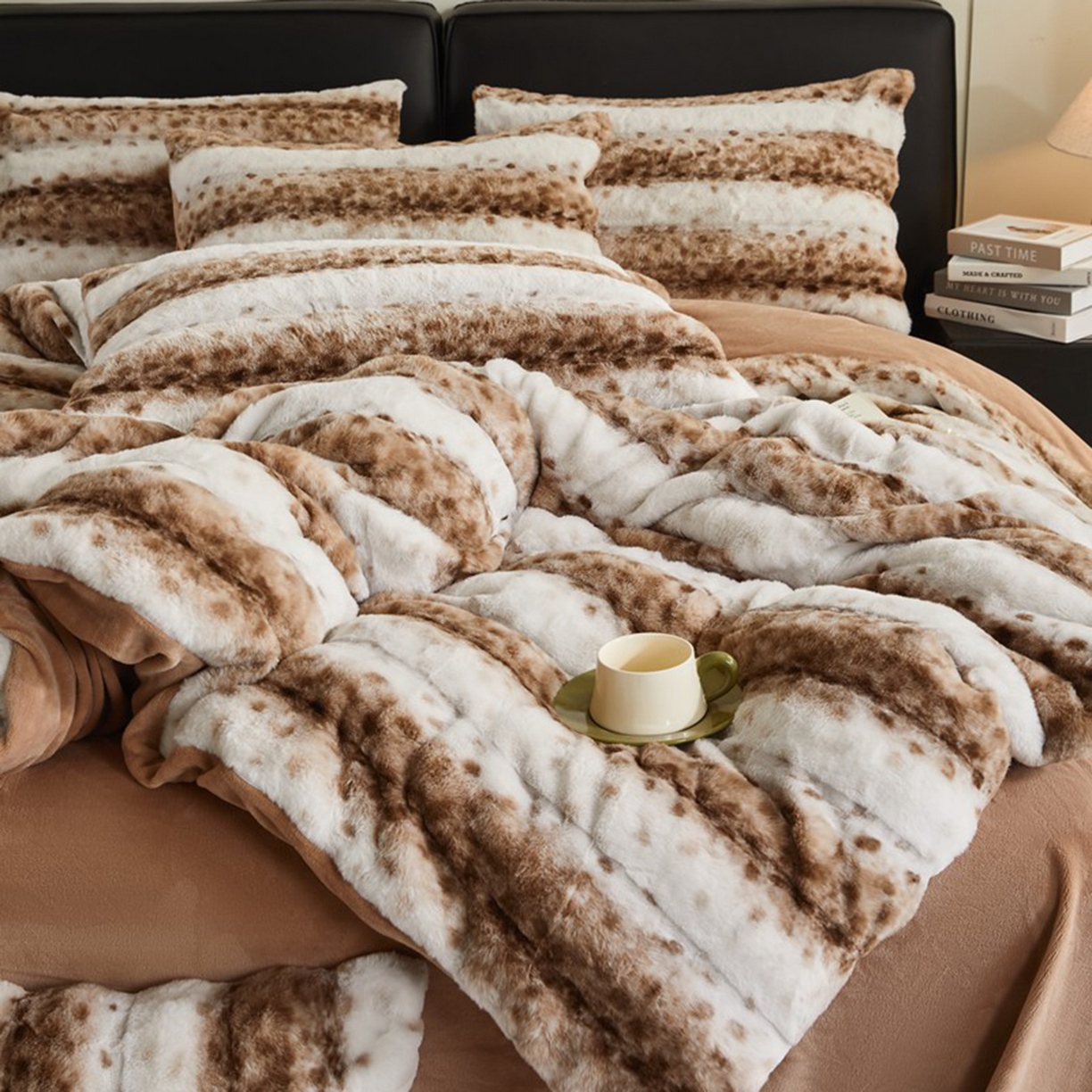 91家纺网 家纺一手货源 找家纺 锦禾穗 2025新款丹麦貂米卡380克兔绒牛奶绒四件套 卡其色