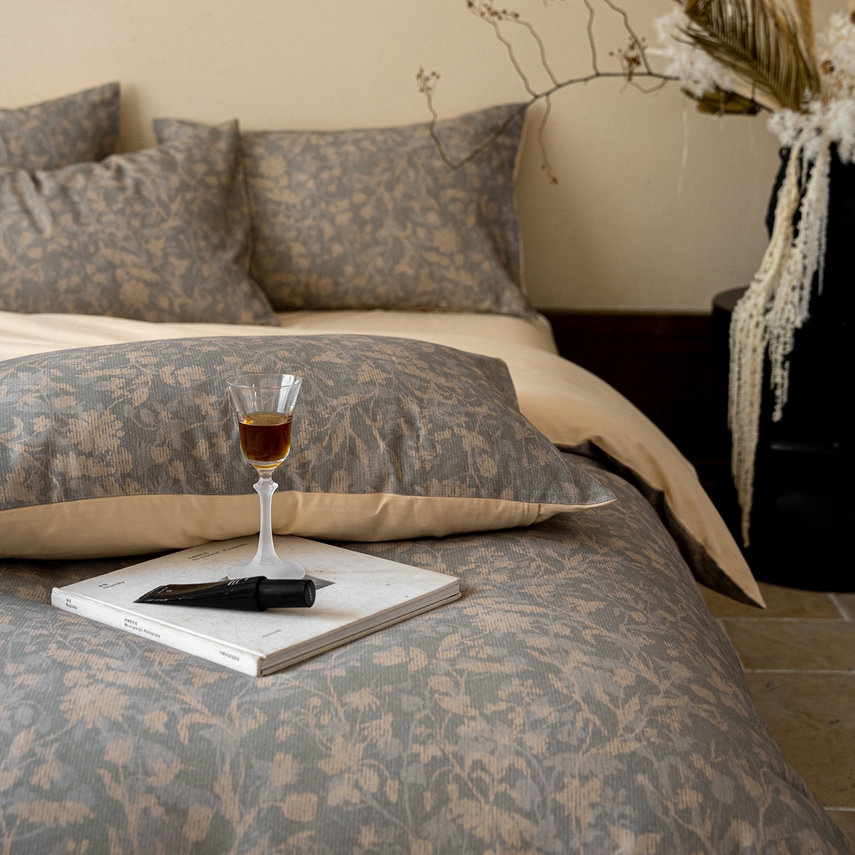 91家纺网 家纺一手货源 找家纺 禾时 2025新款全棉贡缎磨毛数码印花四件套 莳萝-绿