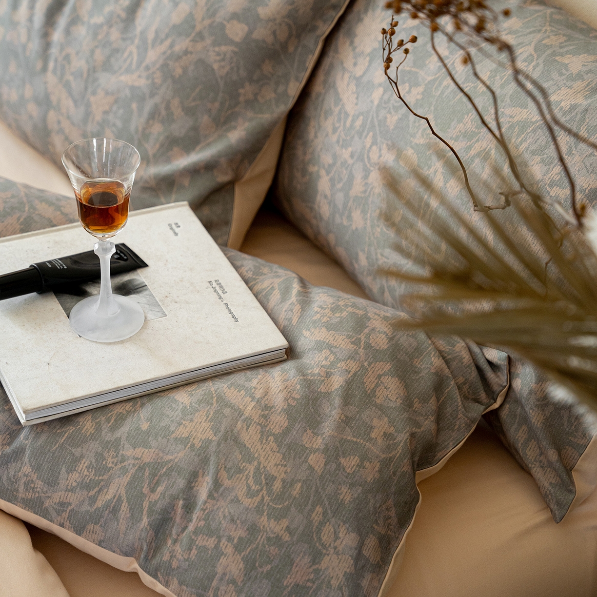 91家纺网 家纺一手货源 找家纺 禾时 2025新款全棉贡缎磨毛数码印花四件套 莳萝-绿